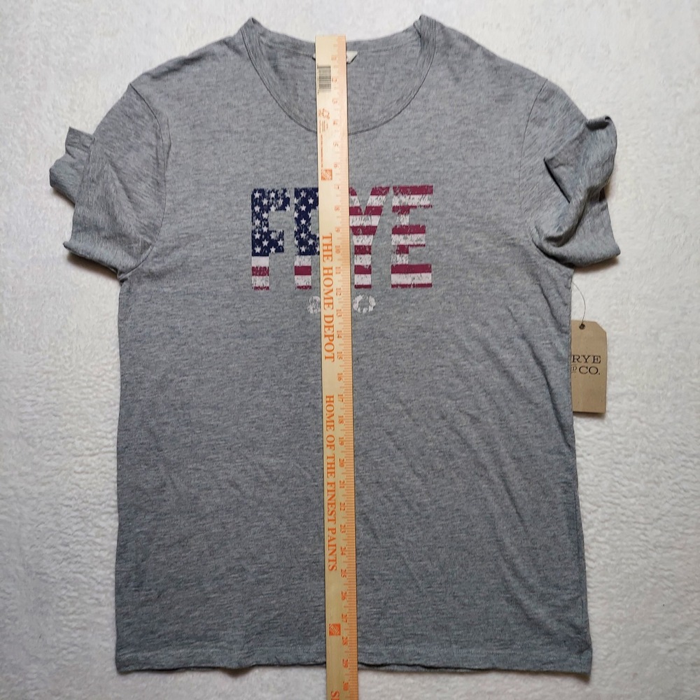 Frye and Co Graphic T-Shirt Mens Large Light Grey Heather New USA Flag Americana - Picture 5 of 9